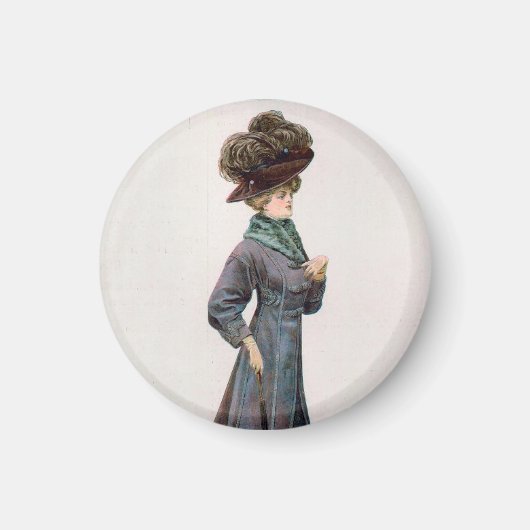 ヴィンテージレディースファッションデザインイラストレーション マグネット (正面)