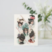 ヴィンテージレディースファッションビクトリアンハットはがき ポストカード (スタンド正面)