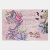 ヴィンテージレディースファッションフラワーガーデン手書き ラッピングペーパーシート (正面3)