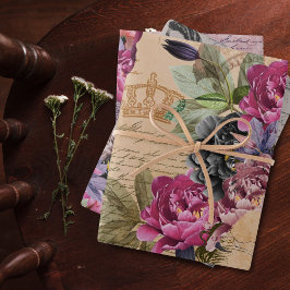 ヴィンテージレディースファッションフラワーガーデン手書き ラッピングペーパーシート