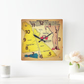 ヴィンテージレディーズドレスパターンカットアウト スクエア壁時計 (ホーム)