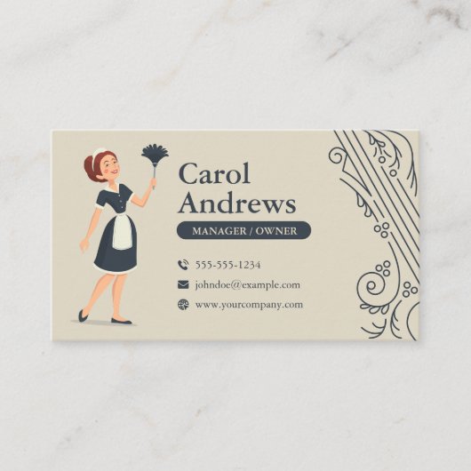 ヴィンテージレディーハウスクリーニングハウスメイド 名刺 (正面)