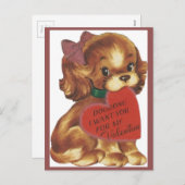 ヴィンテージレディーパピーバレンタイン シーズンポストカード (正面/裏面)