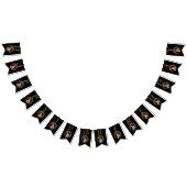 ヴィンテージレディーピックピンクのさくらんぼ咲き黒 バンティングフラッグ (全)