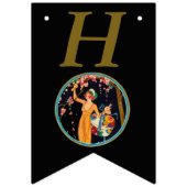 ヴィンテージレディーピックピンクのさくらんぼ咲き黒 バンティングフラッグ (第1の旗)