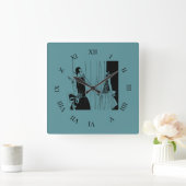 ヴィンテージレディーフラッパー1920年代ファッション スクエア壁時計 (ホーム)