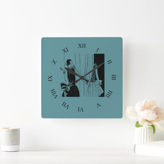 ヴィンテージレディーフラッパー1920年代ファッション スクエア壁時計 (ホーム)