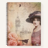 ヴィンテージレディーフラワーズスパイラルノート ノートブック (正面)