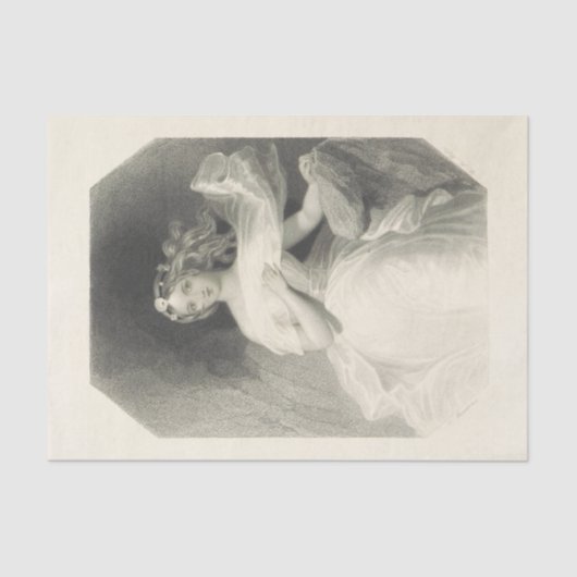 ヴィンテージレディーブラックアンドホワイトティッシュペーパー 薄葉紙 (正面)