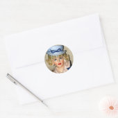 ヴィンテージレディーヘッド花瓶ブルーハットファーカラー ラウンドシール (封筒)