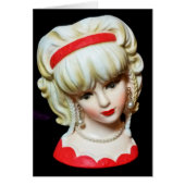 ヴィンテージレディーヘッド花瓶プラチナブロンド編みカード (正面)