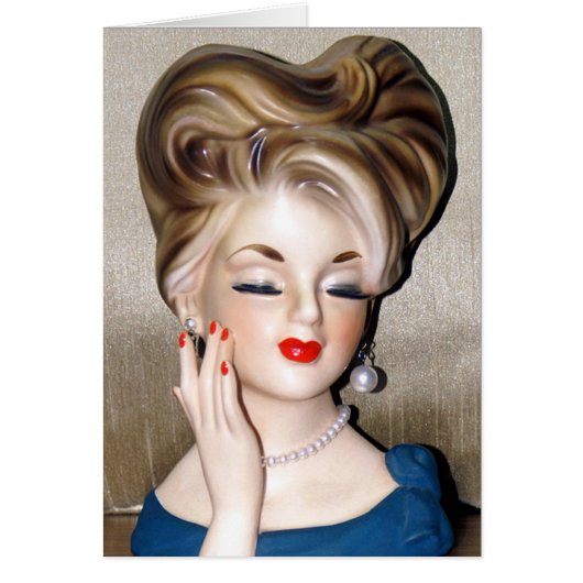 ヴィンテージレディーヘッド花瓶モデルグラマラス1960sカード (正面)