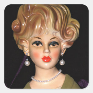 ヴィンテージレディーヘッド花瓶蒸し目大髪1960s スクエアシール