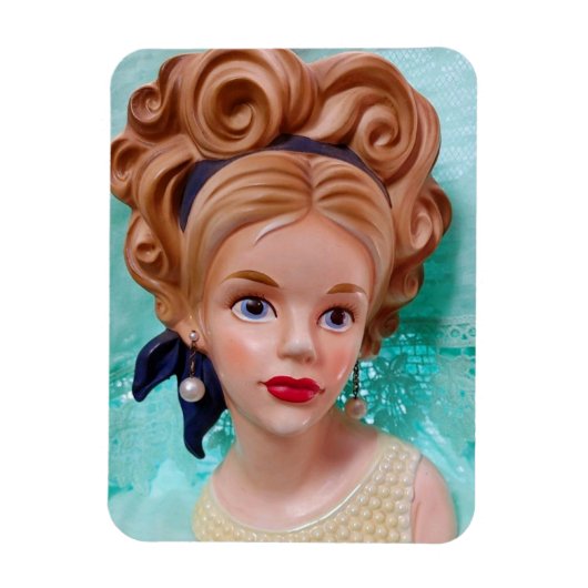ヴィンテージレディーヘッド10代の花瓶ブーファントヘア1960s マグネット (縦)