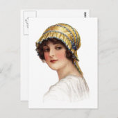 ヴィンテージレディーボンネットはがき ポストカード (正面/裏面)