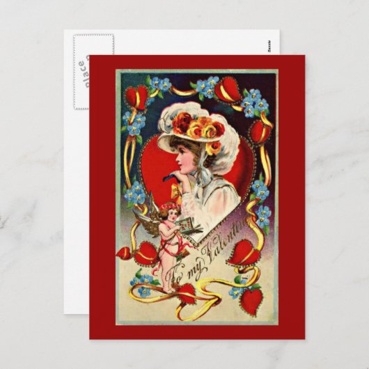 ヴィンテージレディーマイバレンタインポストカード シーズンポストカード (正面/裏面)