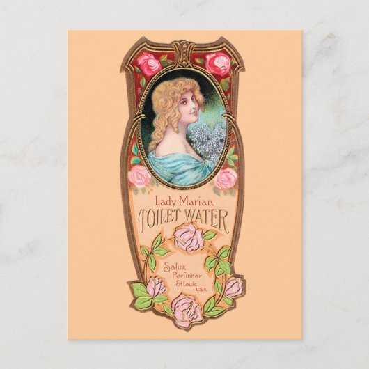 ヴィンテージレディーマリアン便器の水ラベル ポストカード (正面)