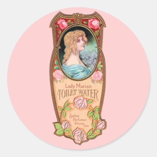 ヴィンテージレディーマリアン便器の水ラベル ラウンドシール (正面)