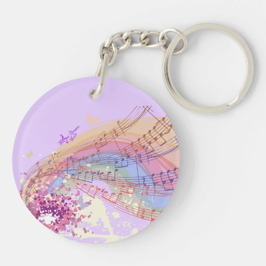 ヴィンテージレディーミュージック&フラワーズラウンドアクリルキーチェーン キーホルダー (裏面)