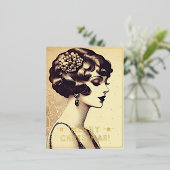 ヴィンテージレディーメリークリスマスグリーティングレトロ写真 箔シーズンポストカード (立ち正面)