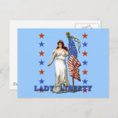 ヴィンテージレディーリバティ州旗 ポストカード (正面/裏面)