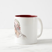 ヴィンテージレディ刺繍とレース帽 ツートーンマグカップ (正面右)