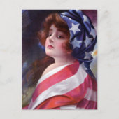 ヴィンテージレディ包まれた・リバティ州旗 ポストカード (正面)