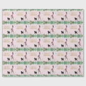 ヴィンテージレディ歩くブラックプードルメリークリスマス ラッピングペーパー (フラット)