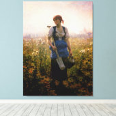 ヴィンテージレディ農家アットザフィールド キャンバスプリント (インサイチュ (ウッドフロア))