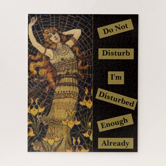 ヴィンテージレディ金ゴールドブラックスパイダーウェブを邪魔しない ジグソーパズル (縦)