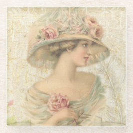 ヴィンテージレディ飲料用コースター ガラスコースター