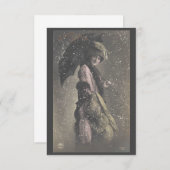 ヴィンテージレディ・イン・ザ・スノー サンキューカード (正面/裏面)