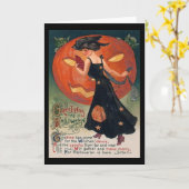 ヴィンテージレディ・イン・ブラック&ジャック・オランタン カード (黄色い花)