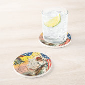 ヴィンテージレディ、イーグル、国旗とリバティベルモシアック コースター (側面)