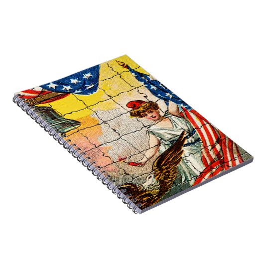ヴィンテージレディ、イーグル、国旗とリバティベルモシアック ノートブック (右側)