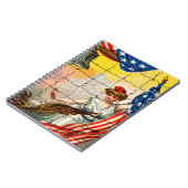 ヴィンテージレディ、イーグル、国旗とリバティベルモシアック ノートブック (左側)