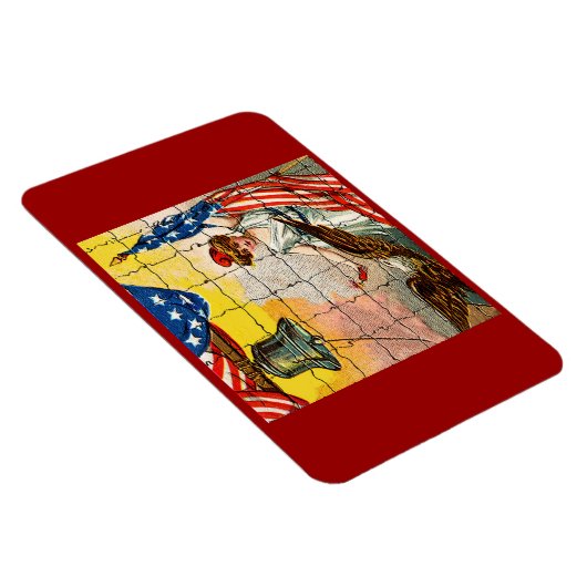 ヴィンテージレディ、イーグル、国旗とリバティベルモシアック マグネット (右側)