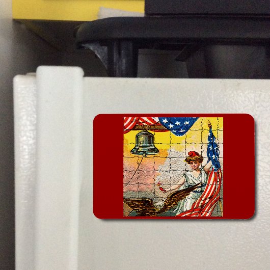 ヴィンテージレディ、イーグル、国旗とリバティベルモシアック マグネット