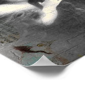 ヴィンテージレディ&ホースデジタルコラージュ ポスター (角)