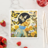 ヴィンテージレディ、蝶、花とインスパイアの スタンダードランチョンナプキン (インサイチュ)