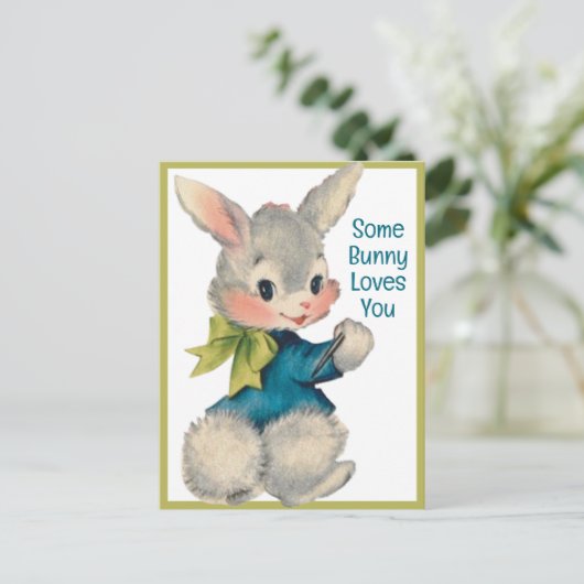 ヴィンテージレトロいくつかのバニーはあなたを愛している シーズンポストカード (スタンド正面)