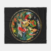 ヴィンテージレトロおとロシアのぎ話ファンタジーカラフル フリースブランケット (正面(横))