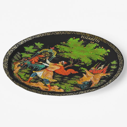 ヴィンテージレトロおとロシアのぎ話ファンタジーカラフル ペーパープレート (アングル)