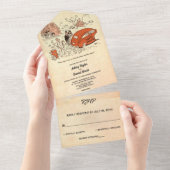 ヴィンテージレトロおもしろいオールドカップル50ポップ・アートのsア結婚ート オールインワン招待状 (貼ってはがせる)