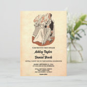 ヴィンテージレトロおもしろいオールドカップル50素朴s結婚の 招待状 (スタンド正面)