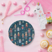 ヴィンテージレトロおもしろいロボットパターン ペーパープレート (パーティー)