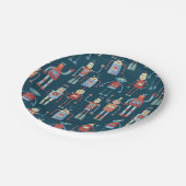 ヴィンテージレトロおもしろいロボットパターン ペーパープレート (アングル)