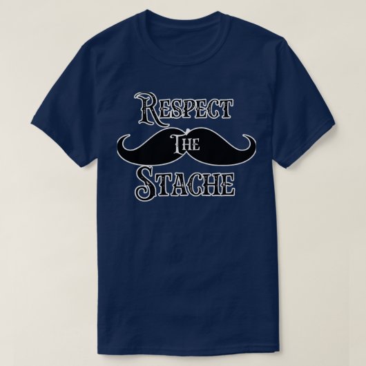 ヴィンテージレトロおもしろい口ひげ敬意 Tシャツ (デザイン正面)