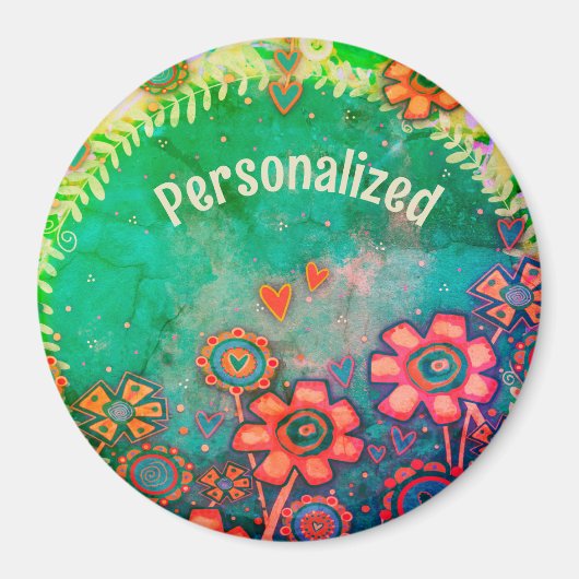 ヴィンテージレトロおもしろい花刺激カスタム性 マグネット (正面)