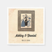 ヴィンテージレトロおもしろい花嫁素朴結婚案 スタンダードカクテルナプキン (正面)